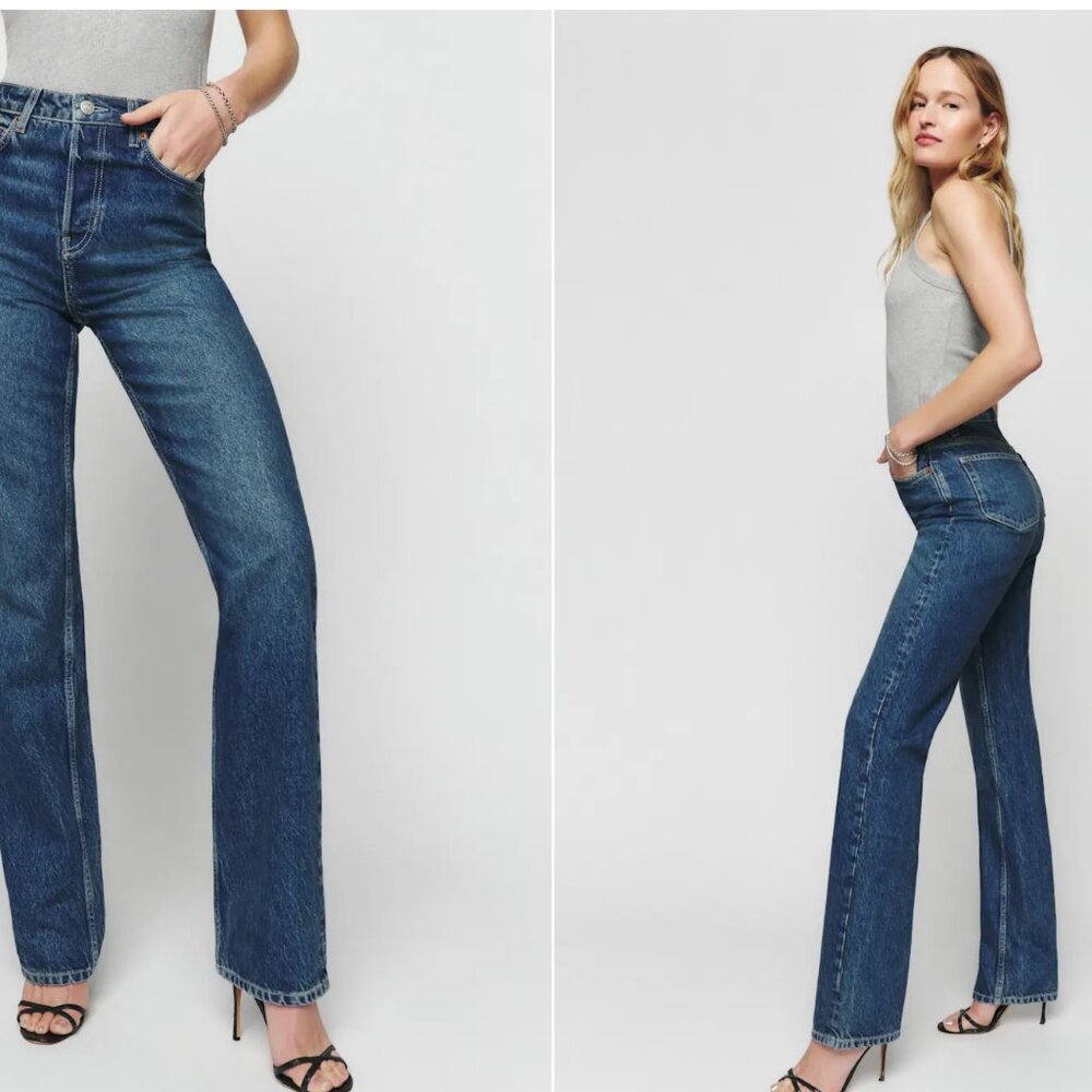 Reformation Cynthia High Rise Straight Jeans Blue - Size 25